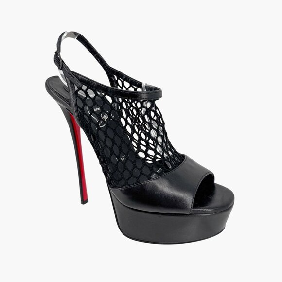 Christian Louboutin Plougesta Alta Black Fishnet Platform Pump Heel Size 38 US 8 - Picture 9 of 15